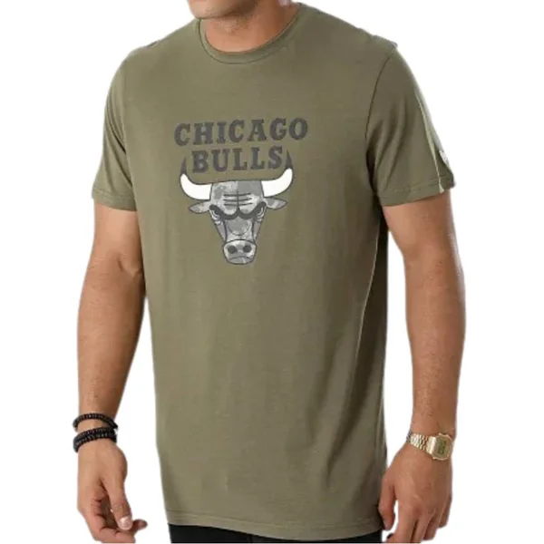 T-Shirt New era Chicago Bulls Vert Kaki