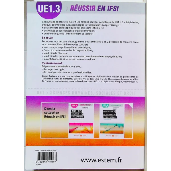UE 1.3 - Législation, éthique, déontologie - Semestres 1 à 4