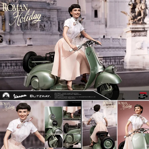 VACANCES ROMAINE Statue Princess Ann & Vespa 1951 Blitzway