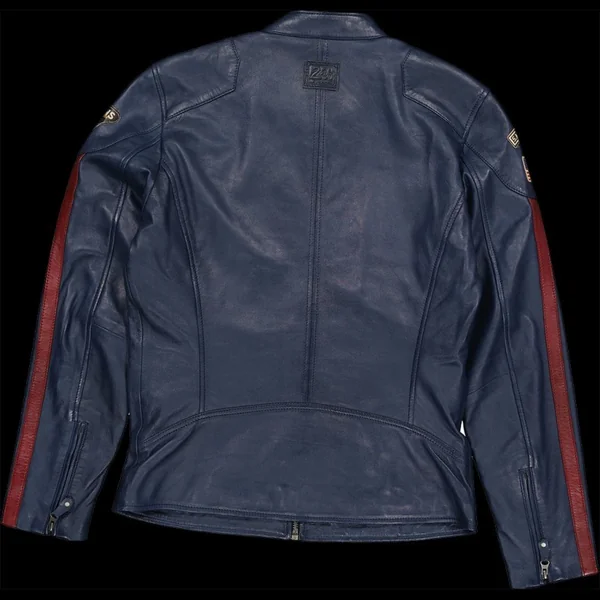 Veste Cuir Steve McQueen 24H Du Mans Scott Bleu - Homme