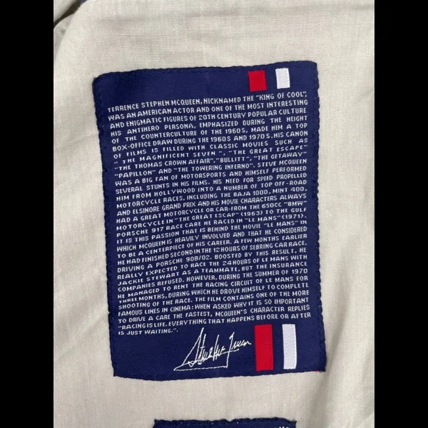 Veste Cuir Steve McQueen 24H Du Mans Scott Bleu - Homme