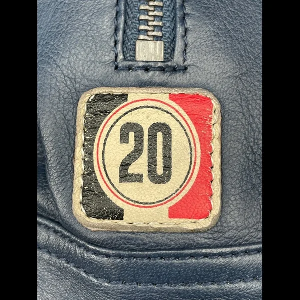 Veste Cuir Steve McQueen 24H Du Mans Scott Bleu - Homme
