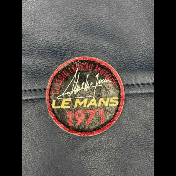 Veste Cuir Steve McQueen 24H Du Mans Scott Bleu - Homme