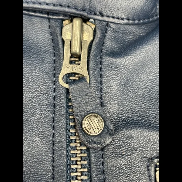 Veste Cuir Steve McQueen 24H Du Mans Scott Bleu - Homme