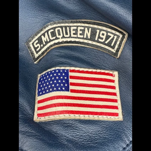 Veste Cuir Steve McQueen 24H Du Mans Scott Bleu - Homme