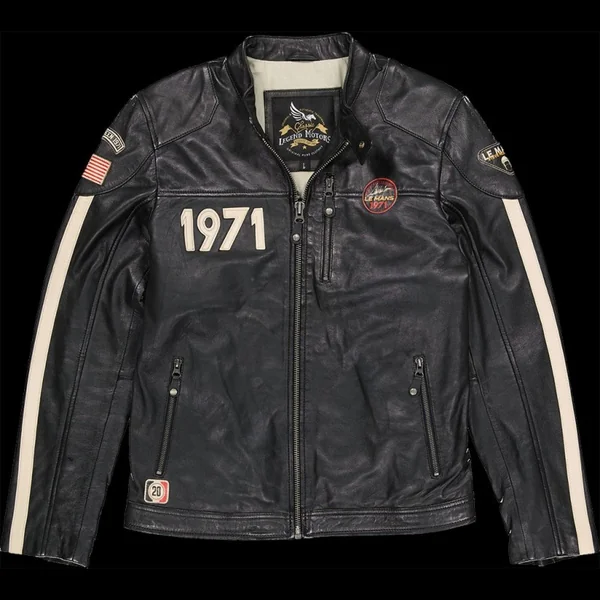 Veste Cuir Steve McQueen 24H Du Mans Scott Noir - Homme