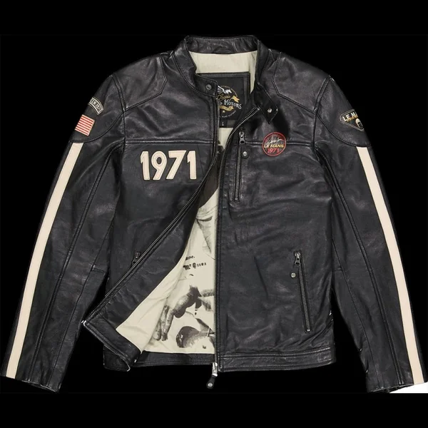 Veste Cuir Steve McQueen 24H Du Mans Scott Noir - Homme
